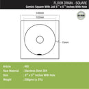 Gemini Square Floor Drain with Jali and Hole (5.5 x 5.5 Inches) with Hole - LIPKA - Lipka Home
