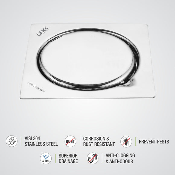 Gemini Square Floor Drain with Jali (5 x 5 Inches) - LIPKA - Lipka Home