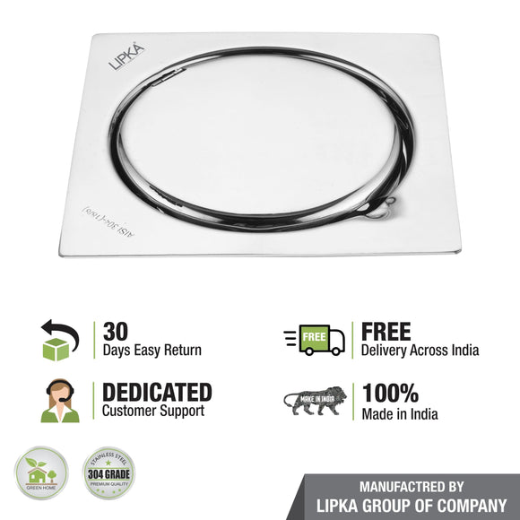 Gemini Square Floor Drain with Jali (5 x 5 Inches) - LIPKA - Lipka Home