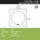 Gemini Square Floor Drain with Jali (6 x 6 Inches) - LIPKA - Lipka Home