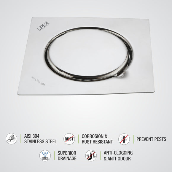 Gemini Square Floor Drain with Jali (6 x 6 Inches) - LIPKA - Lipka Home