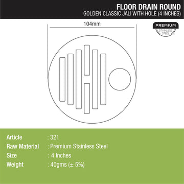 Golden Classic Jali Round Floor Drain with Hole (4 inches) - LIPKA - Lipka Home