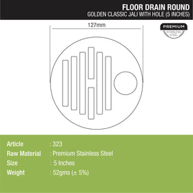 Golden Classic Jali Round Floor Drain with Hole (5 inches) - LIPKA - Lipka Home