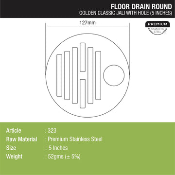 Golden Classic Jali Round Floor Drain with Hole (5 inches) - LIPKA - Lipka Home
