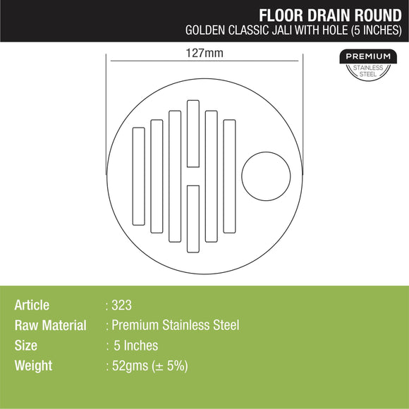 Golden Classic Jali Round Floor Drain with Hole (5 inches) - LIPKA - Lipka Home