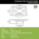 Green Exclusive Square Floor Drain (6 x 6 Inches) with Cockroach Trap - LIPKA - Lipka Home