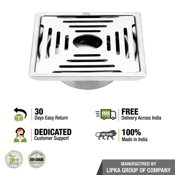 Green Exclusive Square Floor Drain (6 x 6 Inches) with Hole and Cockroach Trap - LIPKA - Lipka Home