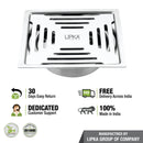 Green Exclusive Square Flat Cut Floor Drain (5 x 5 Inches) with Cockroach Trap - LIPKA - Lipka Home