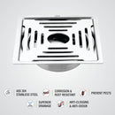Green Exclusive Square Flat Cut Floor Drain (6 x 6 Inches) with Hole and Cockroach Trap - LIPKA - Lipka Home