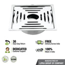Green Exclusive Square Flat Cut Floor Drain (6 x 6 Inches) with Hole and Cockroach Trap - LIPKA - Lipka Home