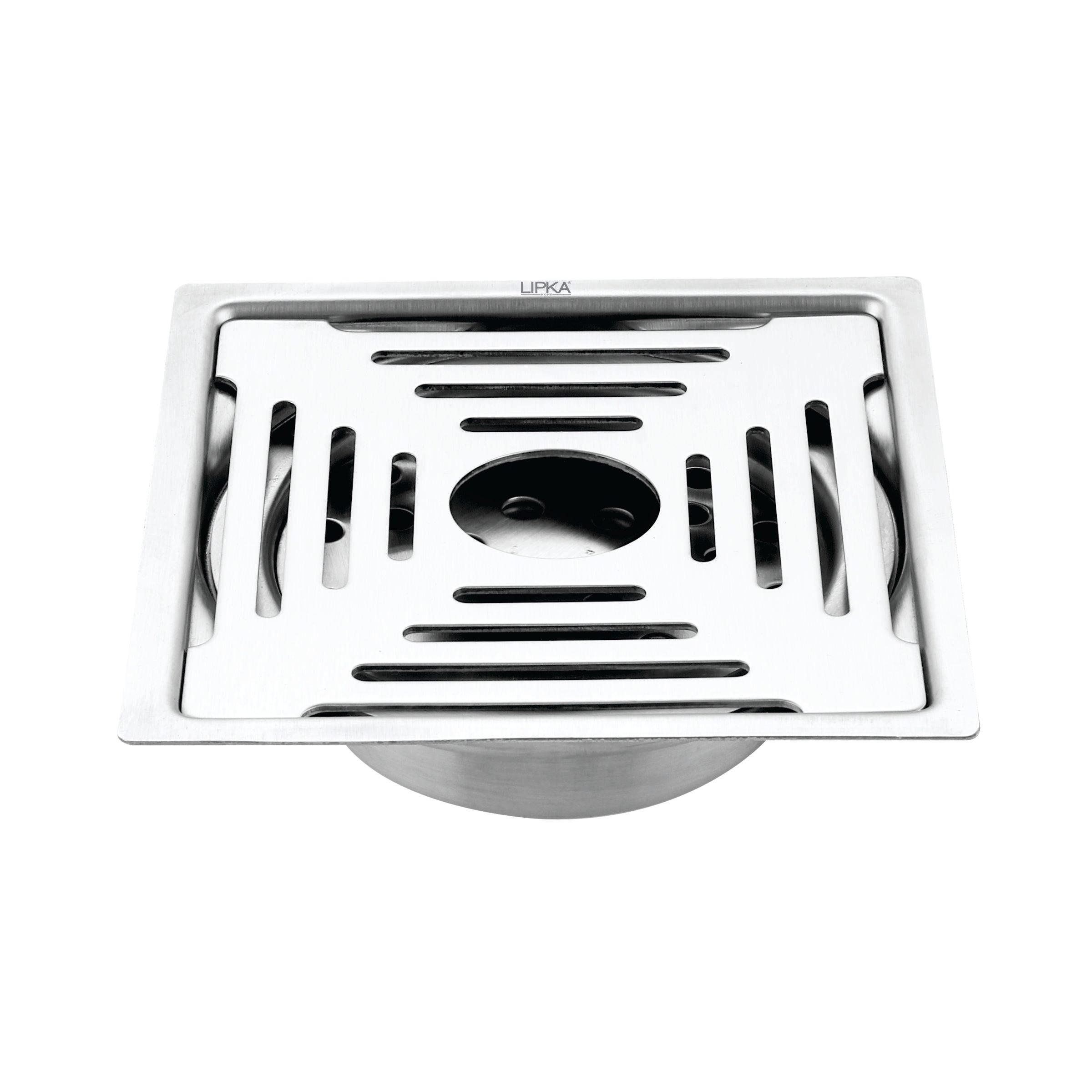 Green Exclusive Square Flat Cut Floor Drain (6 x 6 Inches) with Hole and Cockroach Trap