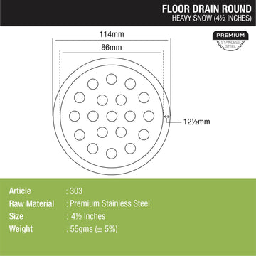 Heavy Snow Round Floor Drain (4.5 Inches) - LIPKA - Lipka Home