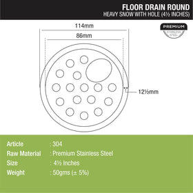 Heavy Snow Round Floor Drain with Hole (4.5 inches) - LIPKA - Lipka Home