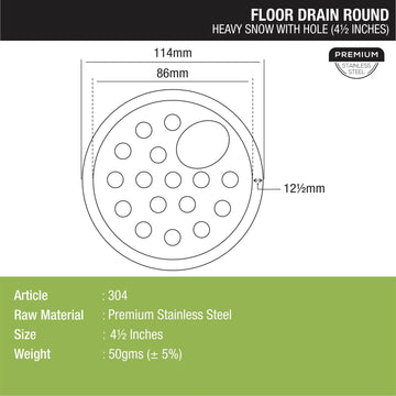 Heavy Snow Round Floor Drain with Hole (4.5 inches) - LIPKA - Lipka Home