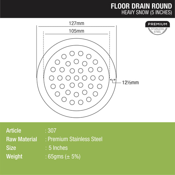 Heavy Snow Round Floor Drain (5 inches) - LIPKA - Lipka Home