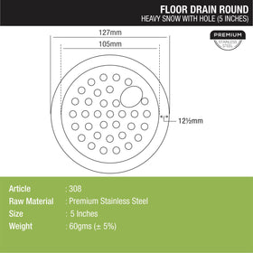 Heavy Snow Round Floor Drain with Hole (5 inches) - LIPKA - Lipka Home