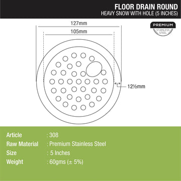 Heavy Snow Round Floor Drain with Hole (5 inches) - LIPKA - Lipka Home