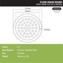 Heavy Snow Round Flat Cut Floor Drain (5 inches) - LIPKA - Lipka Home