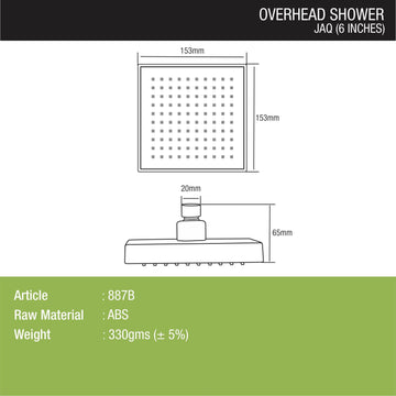 Jaq Overhead Shower (6 x 6 Inches) - LIPKA - Lipka Home