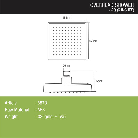 Jaq Overhead Shower (6 x 6 Inches) - LIPKA - Lipka Home