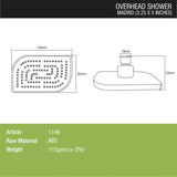 Madrid Overhead Shower (3.25 x 5 Inches) dimensions and sizes