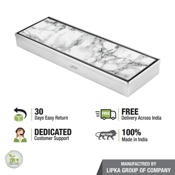 Marble Insert Shower Drain Channel (24 x 4 Inches) - LIPKA - Lipka Home