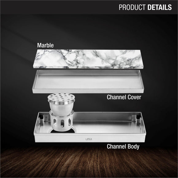 Marble Insert Shower Drain Channel (24 x 5 Inches) - LIPKA - Lipka Home
