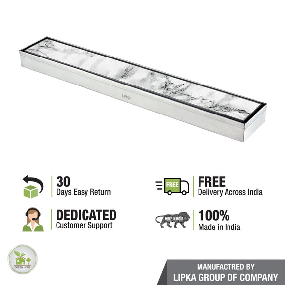 Marble Insert Shower Drain Channel (32 x 3 Inches) - LIPKA - Lipka Home