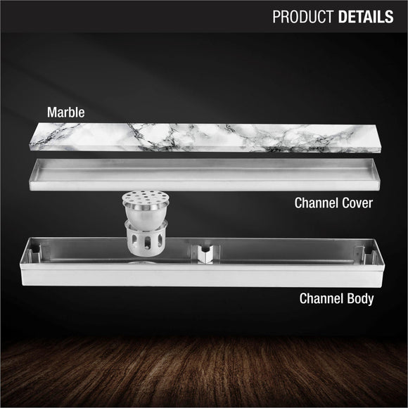 Marble Insert Shower Drain Channel (48 x 3 Inches) - LIPKA - Lipka Home