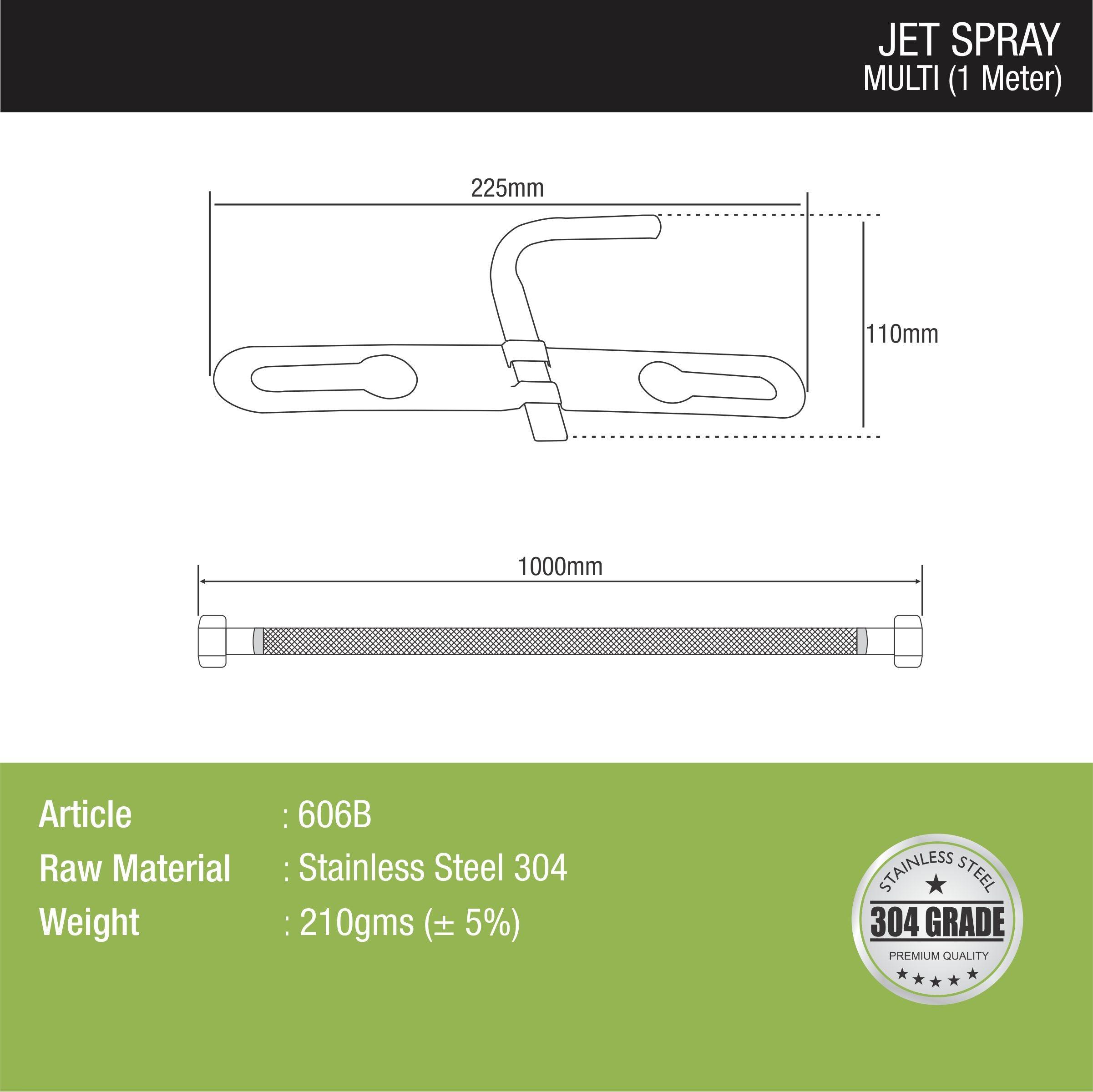 Multi Jet Spray with 304SS Holder & 1 Meter Hose dimensions and sizes