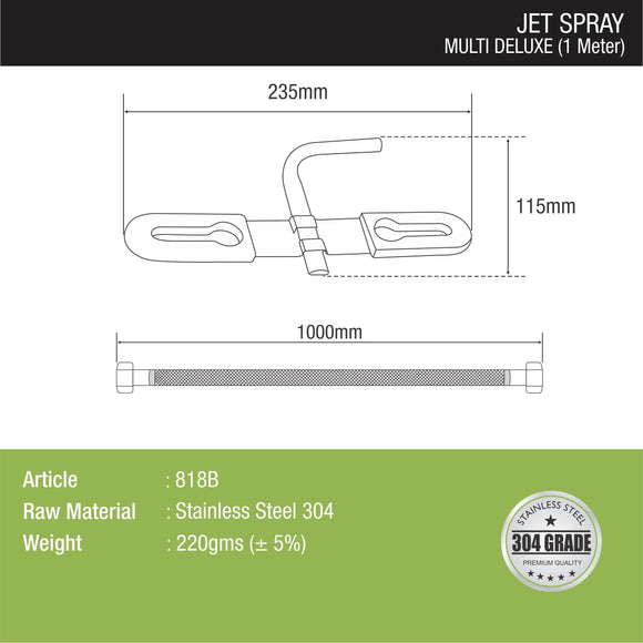 Multi Deluxe Jet Spray with 304-Grade SS Holder & 1 Meter Hose - LIPKA - Lipka Home
