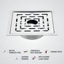 Orange Exclusive Square Flat Cut Floor Drain (5 Inches) with Cockroach Trap And Hole - LIPKA - Lipka Home