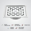 Orange Exclusive Square Flat Cut Floor Drain (6 x 6 Inches) with Cockroach Trap - LIPKA - Lipka Home