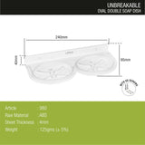 ABS Oval Double Soap Dish dimension and sizes