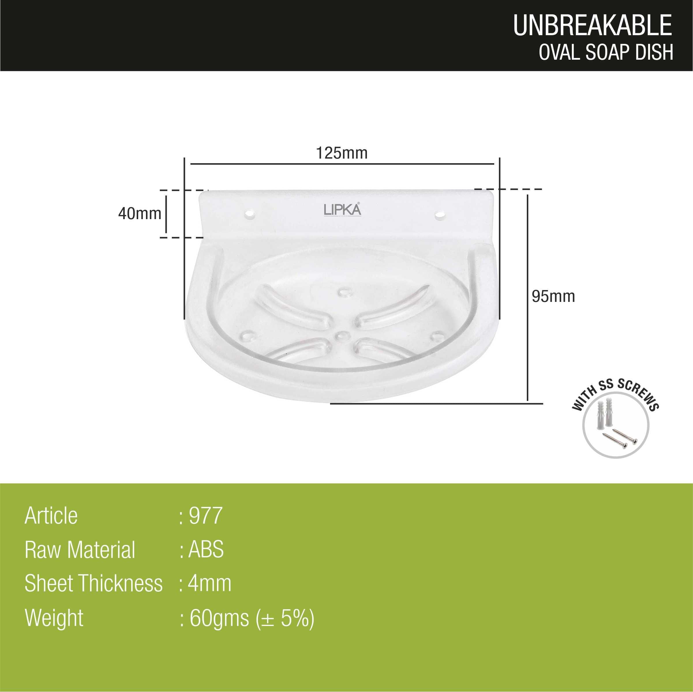ABS Oval Soap Dish dimensions and sizes