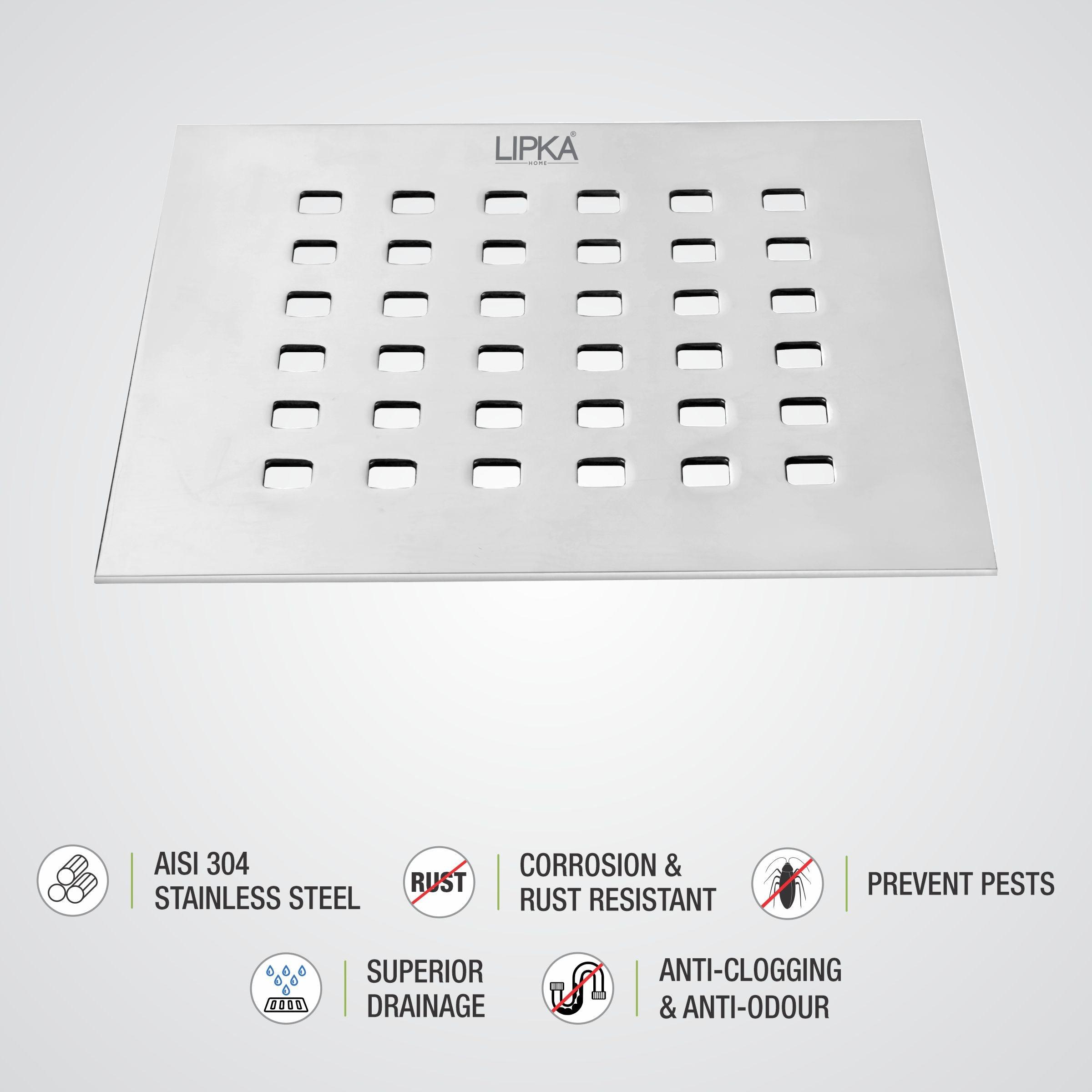 Palo Commercial Floor Drain (10 x 10 Inches) features