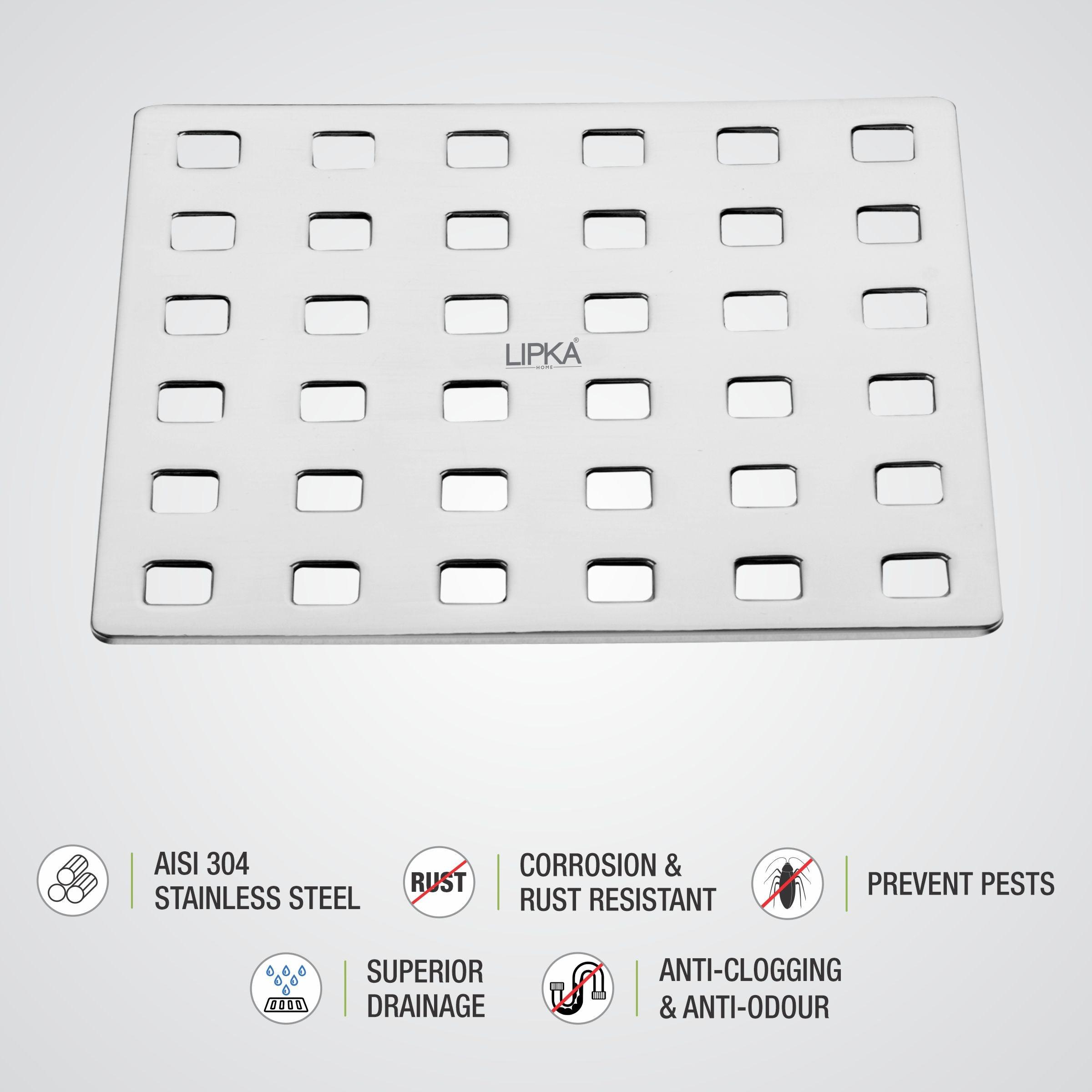 Palo Commercial Floor Drain (8 x 8 Inches) features