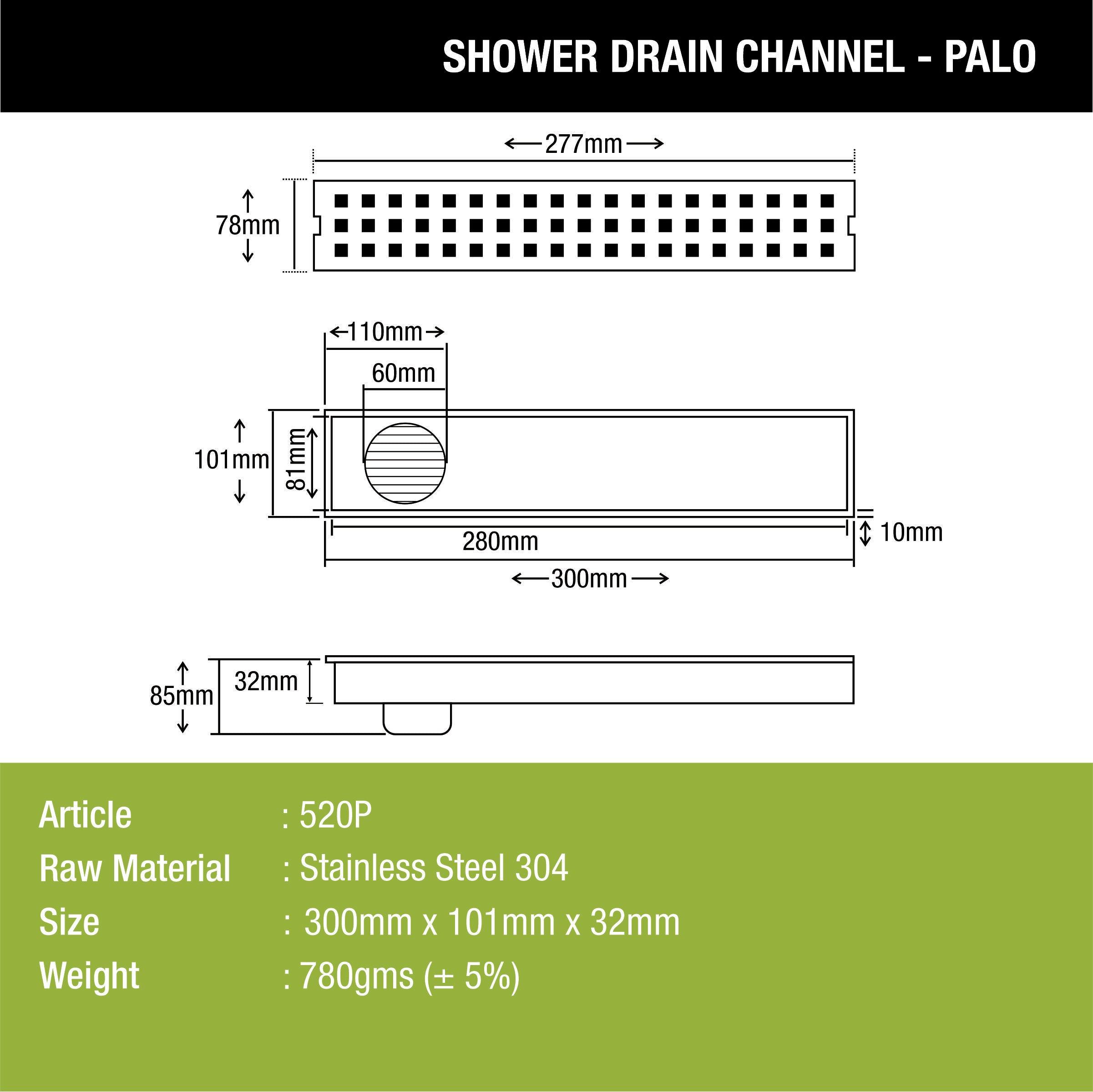 Palo Shower Drain Channel (12 x 4 Inches) - LIPKA