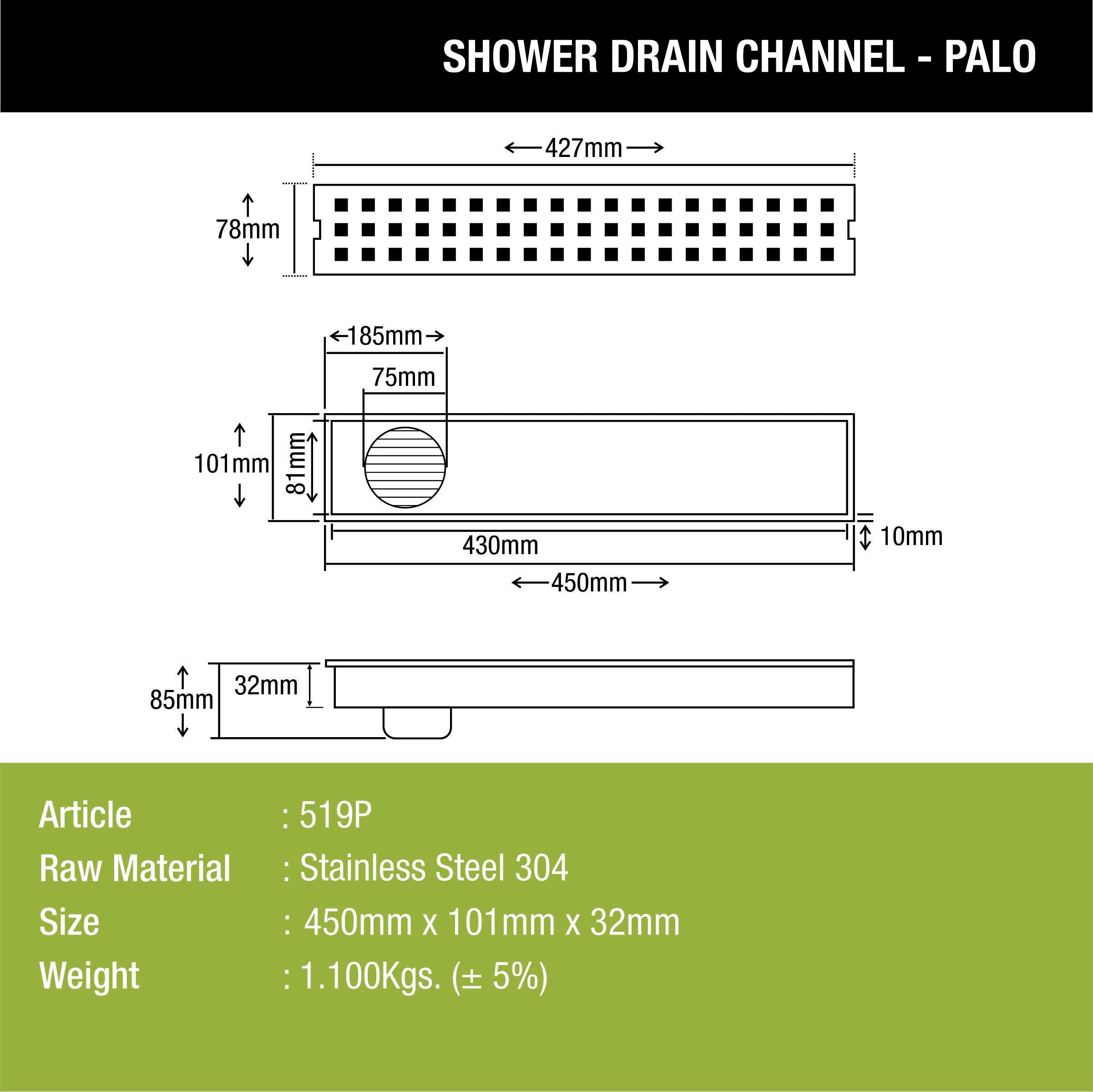 Palo Shower Drain Channel (18 x 4 Inches) - LIPKA