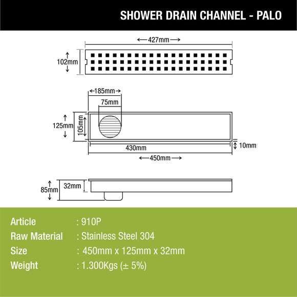 Palo Shower Drain Channel (18 x 5 Inches) - LIPKA - Lipka Home