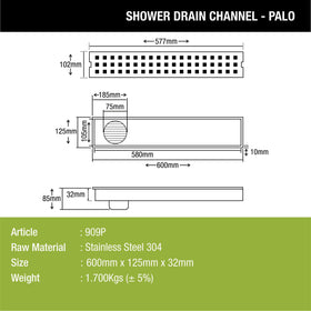 Palo Shower Drain Channel (24 x 5 Inches) - LIPKA - Lipka Home