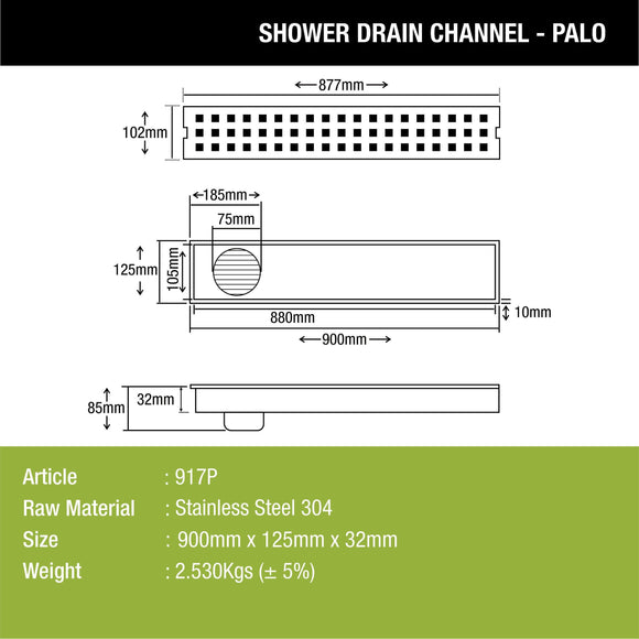 Palo Shower Drain Channel (36 x 5 Inches) - LIPKA - Lipka Home