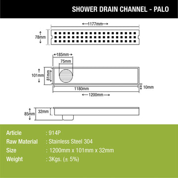 Palo Shower Drain Channel (48 x 4 Inches) - LIPKA - Lipka Home