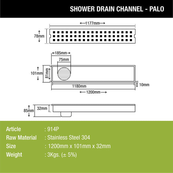 Palo Shower Drain Channel (48 x 4 Inches) - LIPKA - Lipka Home