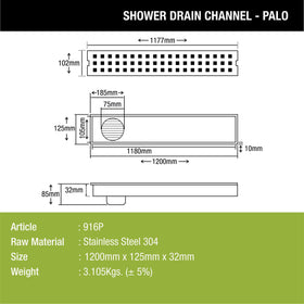 Palo Shower Drain Channel (48 x 5 Inches) - LIPKA - Lipka Home