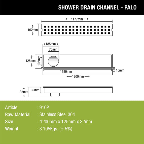 Palo Shower Drain Channel (48 x 5 Inches) - LIPKA - Lipka Home