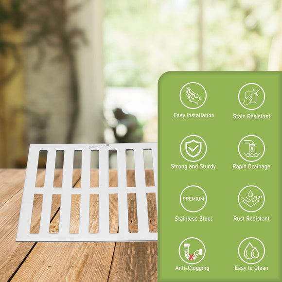 Vertical Commercial 304-Grade Floor Drain (6 x 24 Inches) - LIPKA - Lipka Home