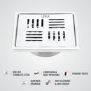 Pink Exclusive Square Floor Drain (5 x 5 Inches) with Cockroach Trap - LIPKA - Lipka Home