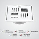 Pink Exclusive Square Floor Drain (6 x 6 Inches) with Cockroach Trap - LIPKA - Lipka Home