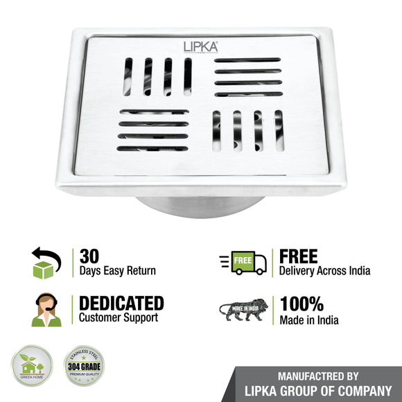 Pink Exclusive Square Floor Drain (6 x 6 Inches) with Cockroach Trap - LIPKA - Lipka Home